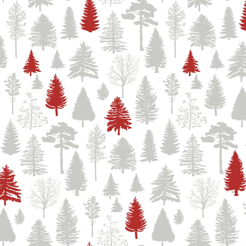 NextWall NW40801 Winter Forest Wallpaper in Grey & Red